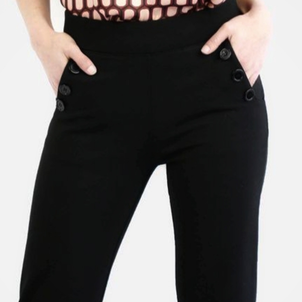 Betabrand 6 Button Dress Yoga Pant Black SZ M